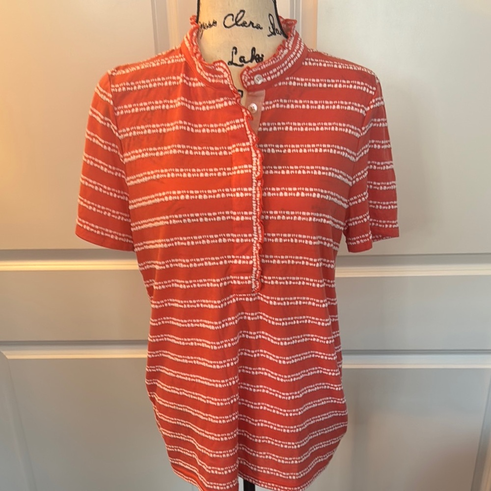 Tory Burch Melon Button Down Shirt with Mandarin Collar NWOT